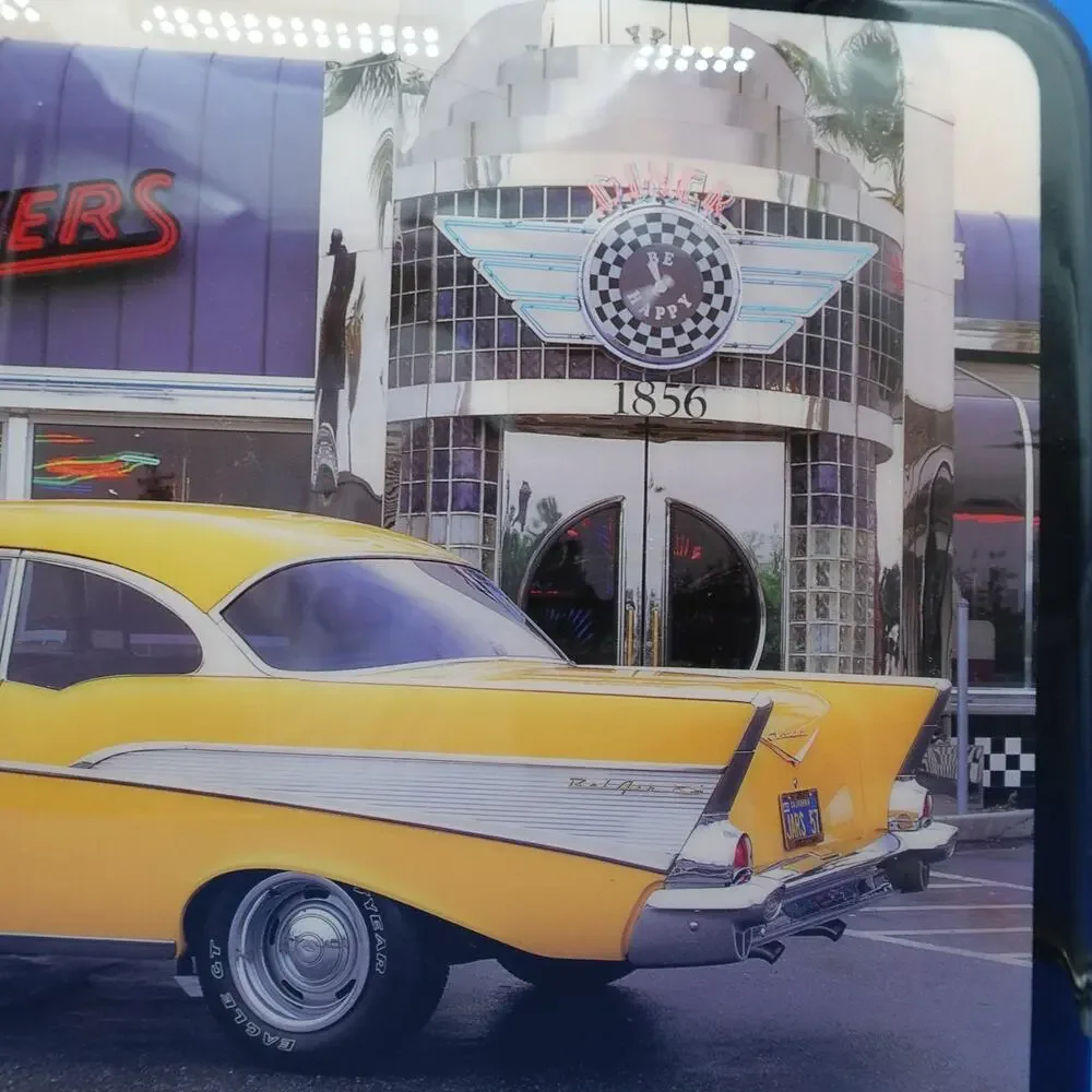 1957 Chevy Bel Air Wall Clock Maxcy Flyers Diner Classic Car Quartz 21.5x15.5